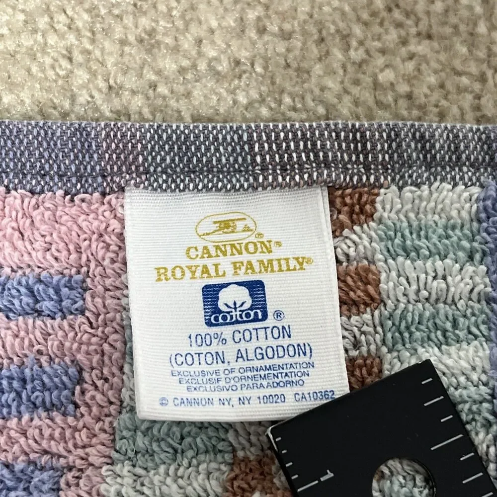 VTG Cannon Royal Family‎ 16x24 Jacquard Hand Towel 70s USA Retro Geometric Boho